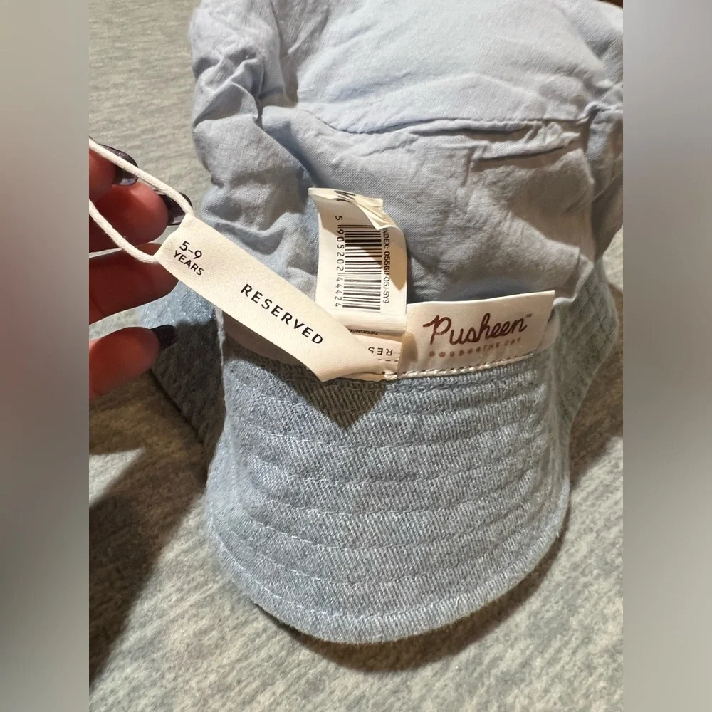 Pusheen The Cat‎ Reserved Kids Light Blue Bucket Hat with Patch 5-9 years denim